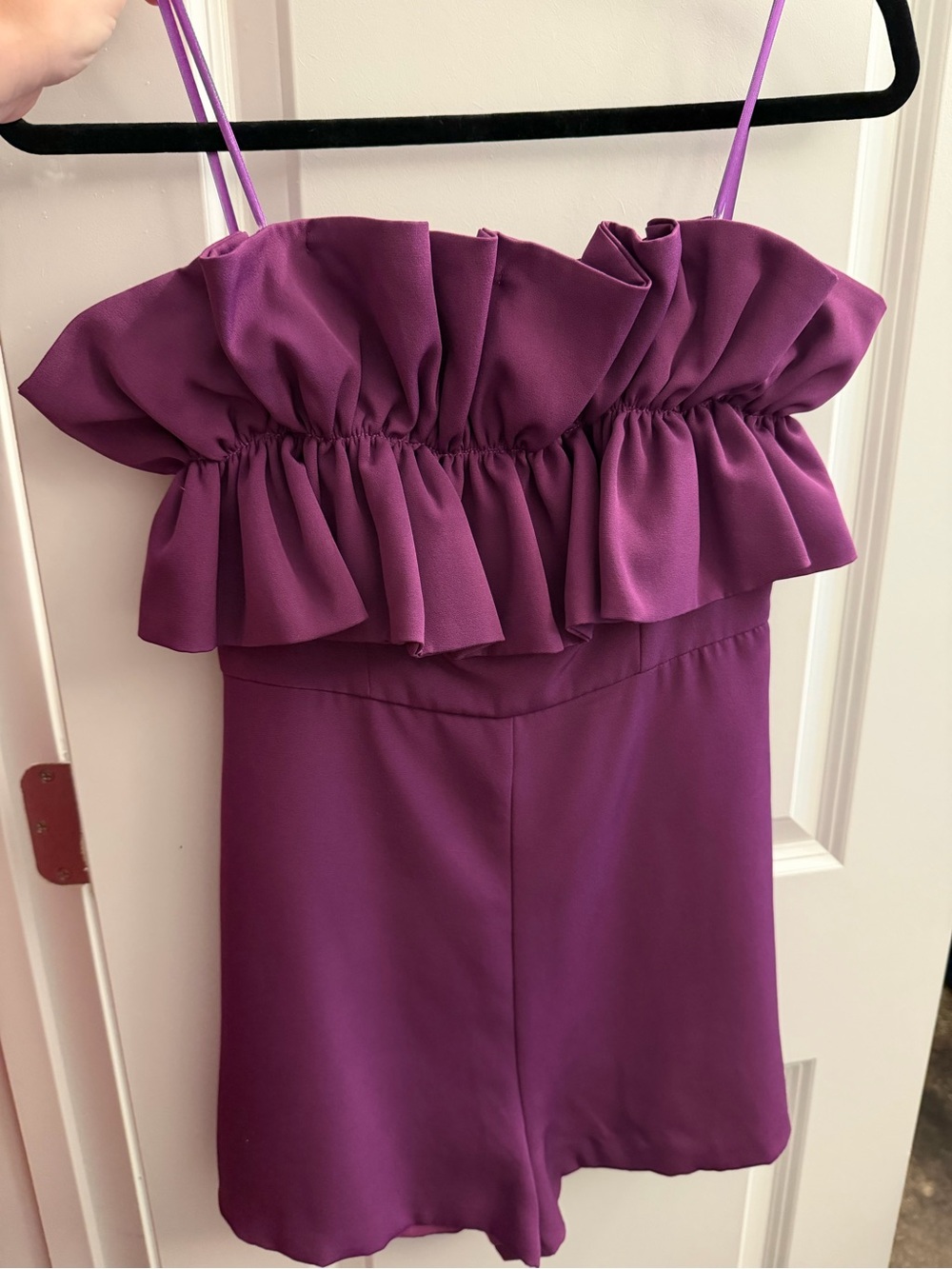 DO+BE Purple Ruffled Strapless Romper